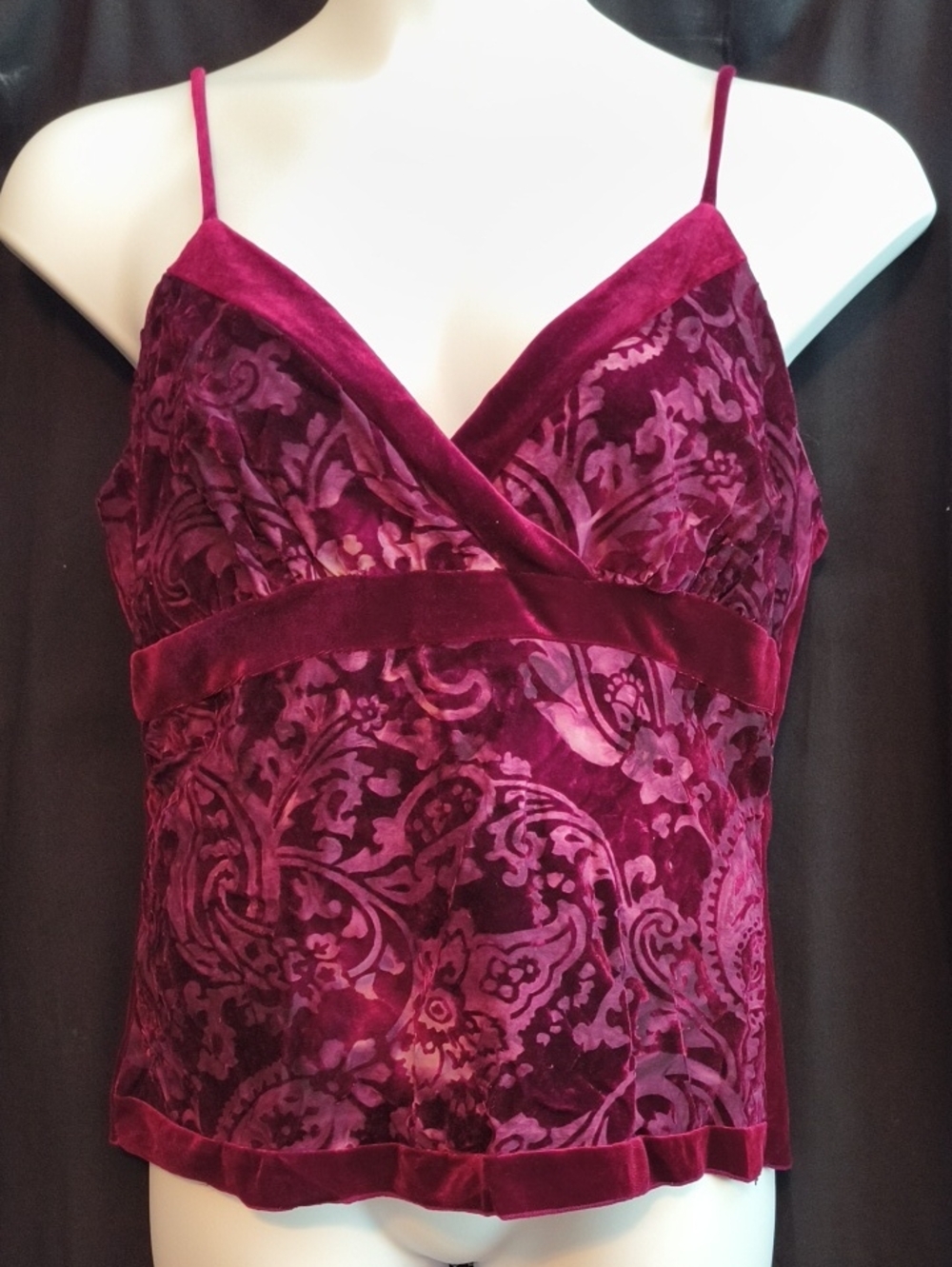 Studio 1940 Velvet Floral Cami in Deep Plum Burgundy  #0068